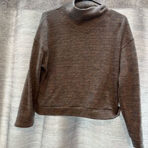Striped Turtleneck Sweater - grey